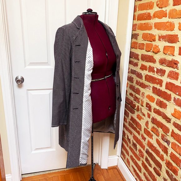 I.E. Woman Black & White Mid-Length Coat - Picture 7 of 8